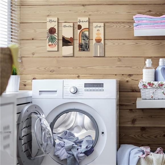 Relax Soak Unwind Breathe Sign Decors Bathroom Wall Arts Abstract Boho Wooden - Picture 6 of 6